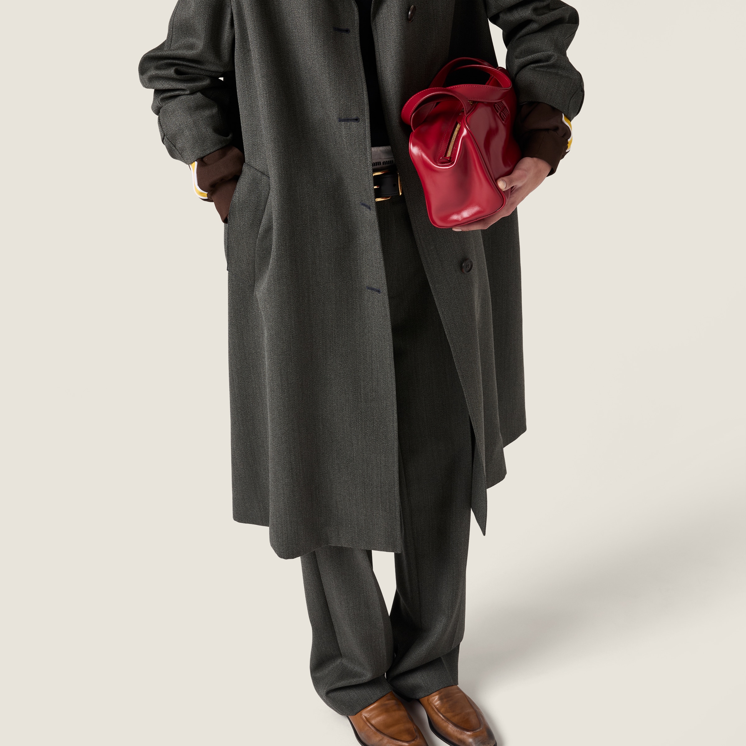 Single-breasted coat in Cover fabric - thumbnail 4