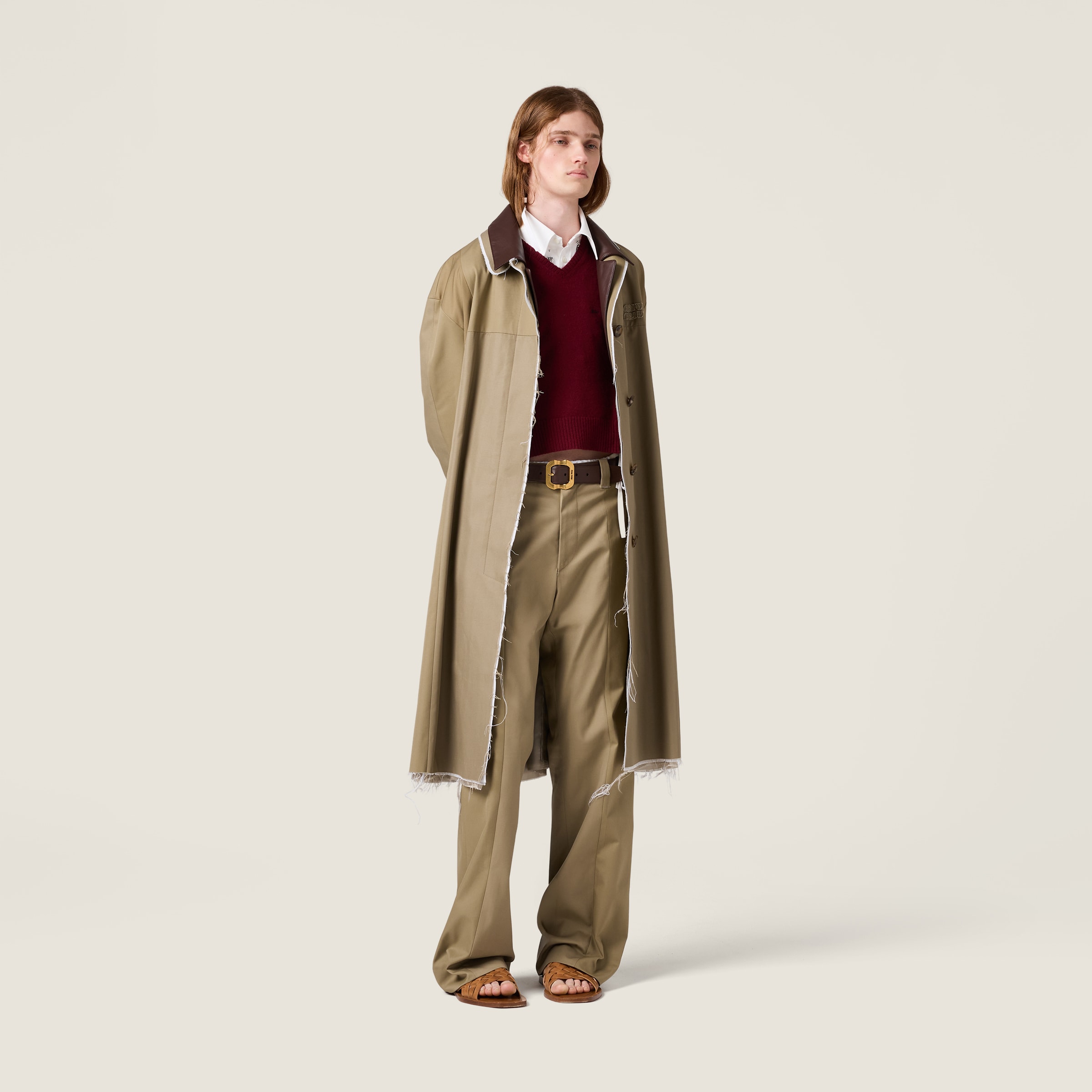 Single-breasted chino and leather coat - Collection Collections