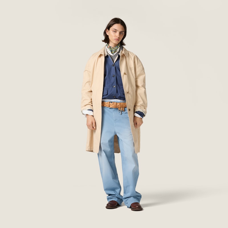 Old gabardine single-breasted trench coat