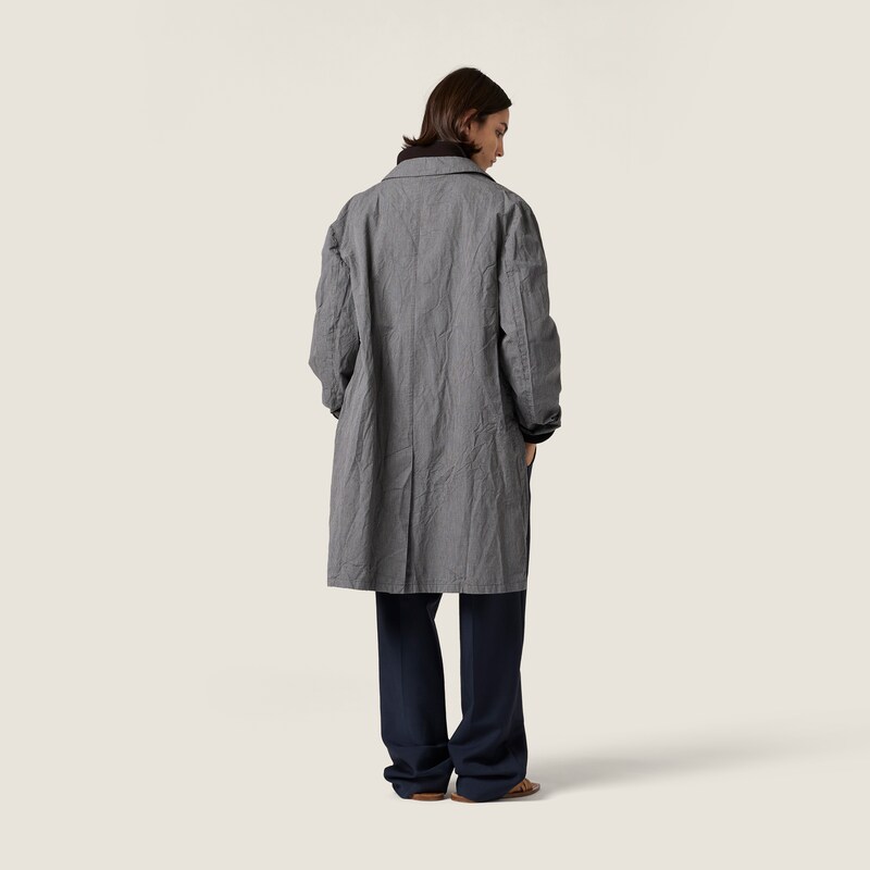 Single-breasted gingham check trench coat