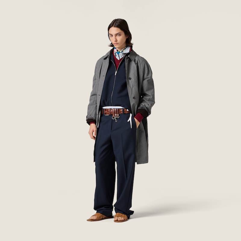 Single-breasted gingham check trench coat