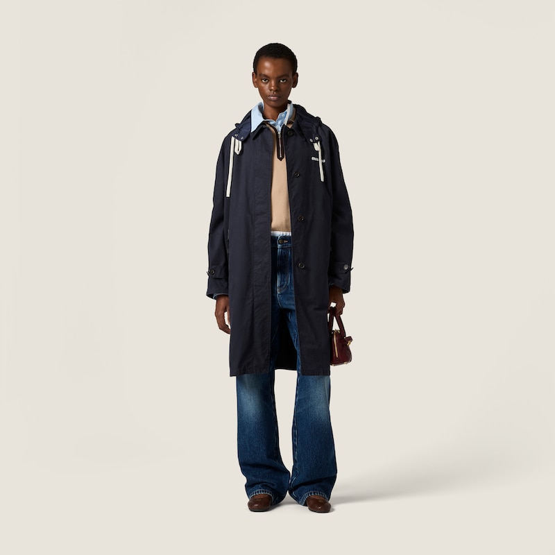 Single-breasted washed gabardine coat