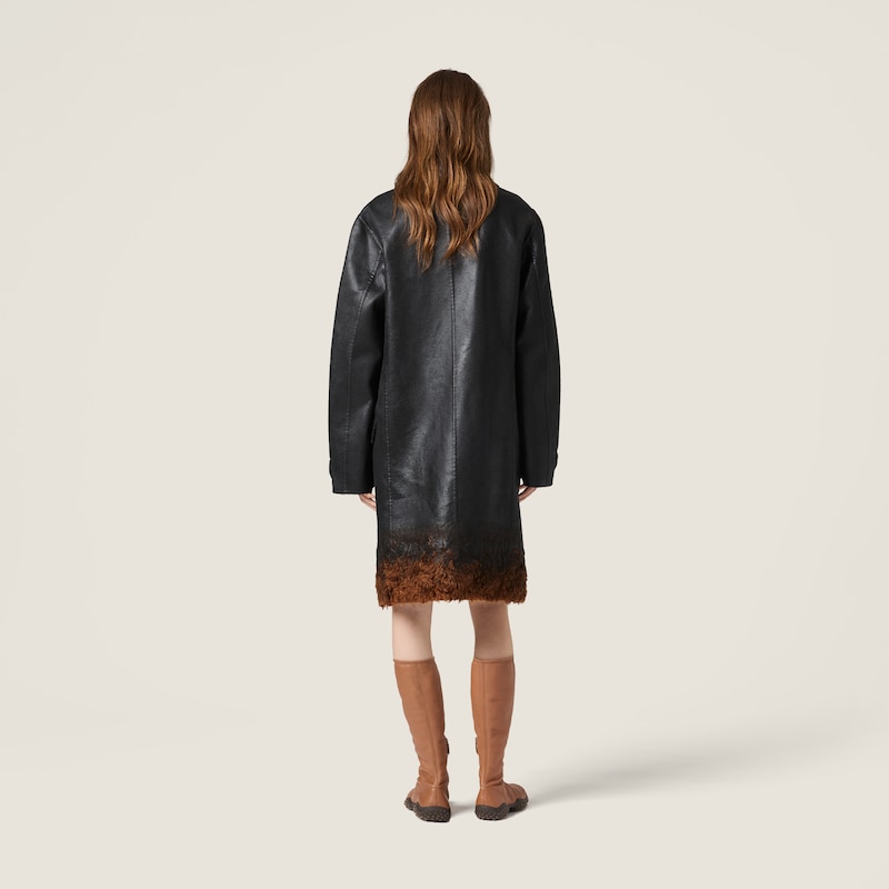 Single-breasted double wool and shearling coat