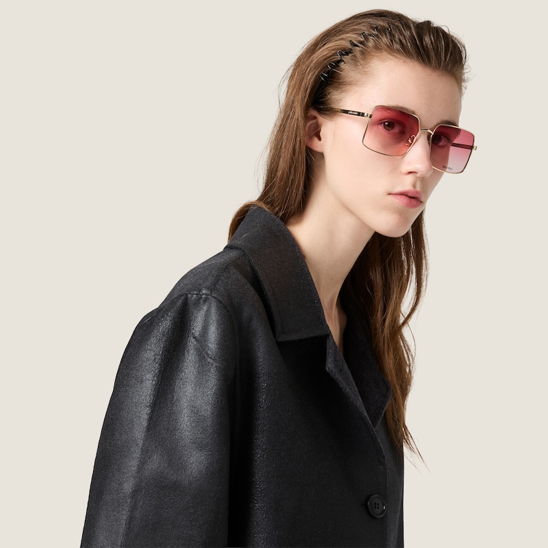 Single-breasted double wool and shearling coat