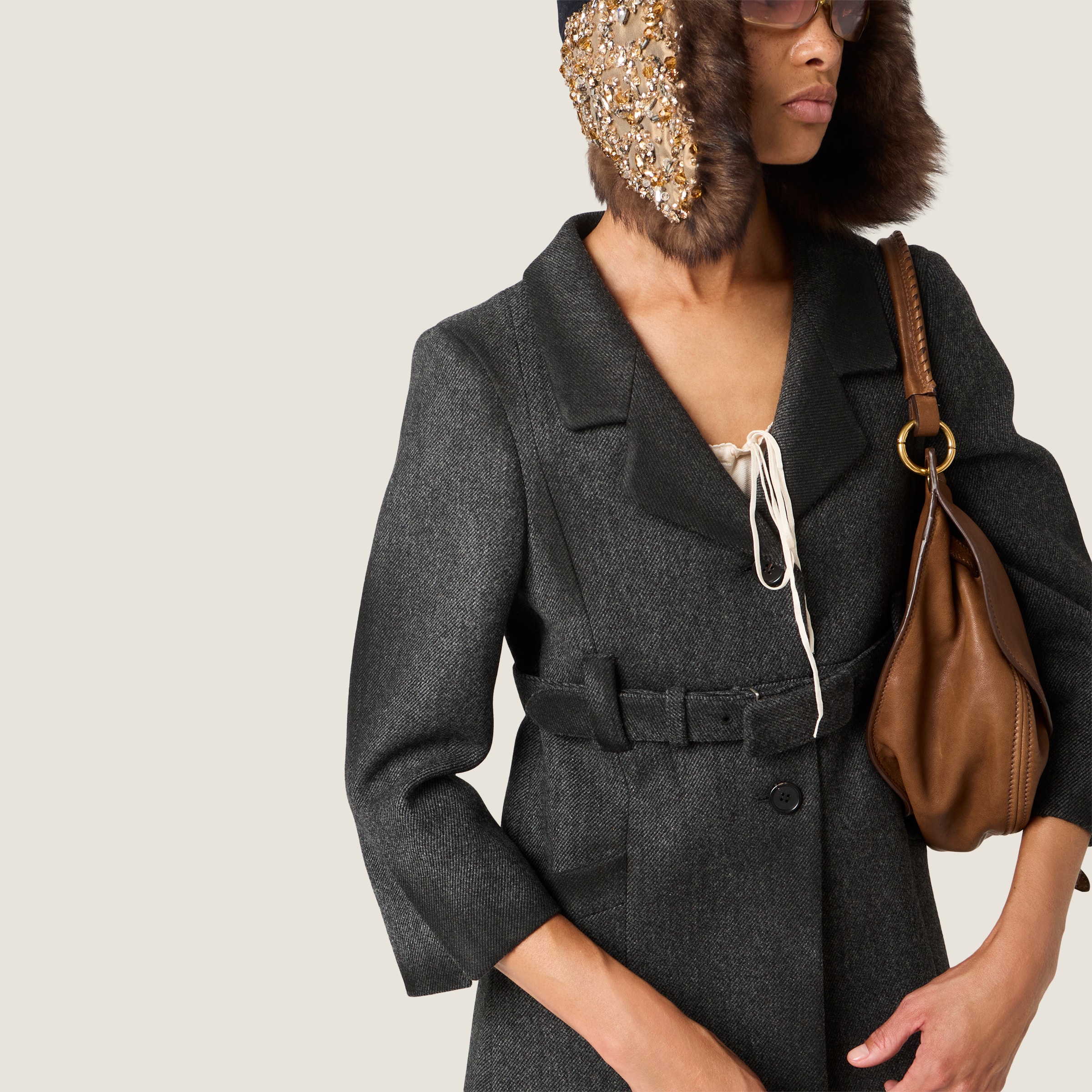 【sakura】MIU MIU Wool Double Coat Grey Single-breasted Double Wool Coat | Miu Miu - United States