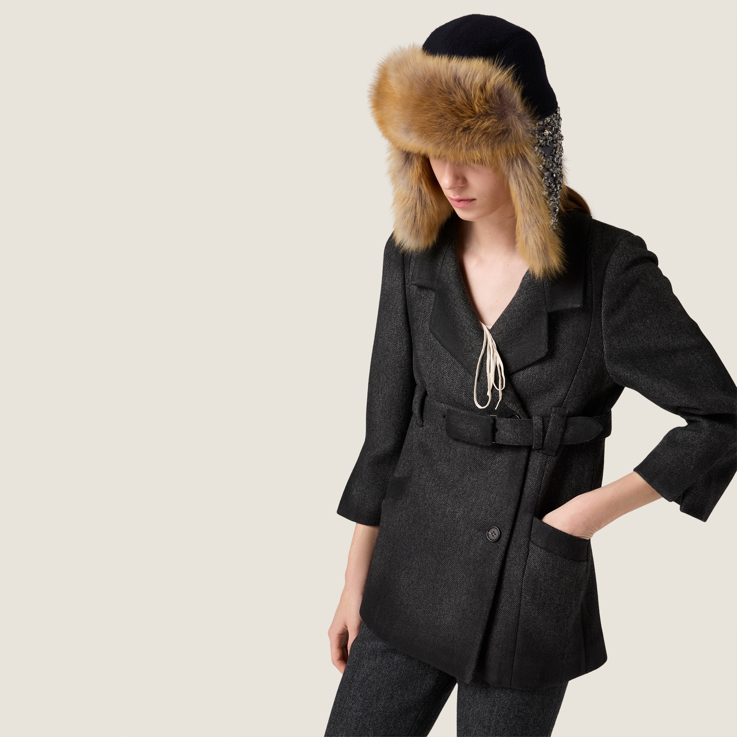 Double-breasted double wool jacket - thumbnail 6