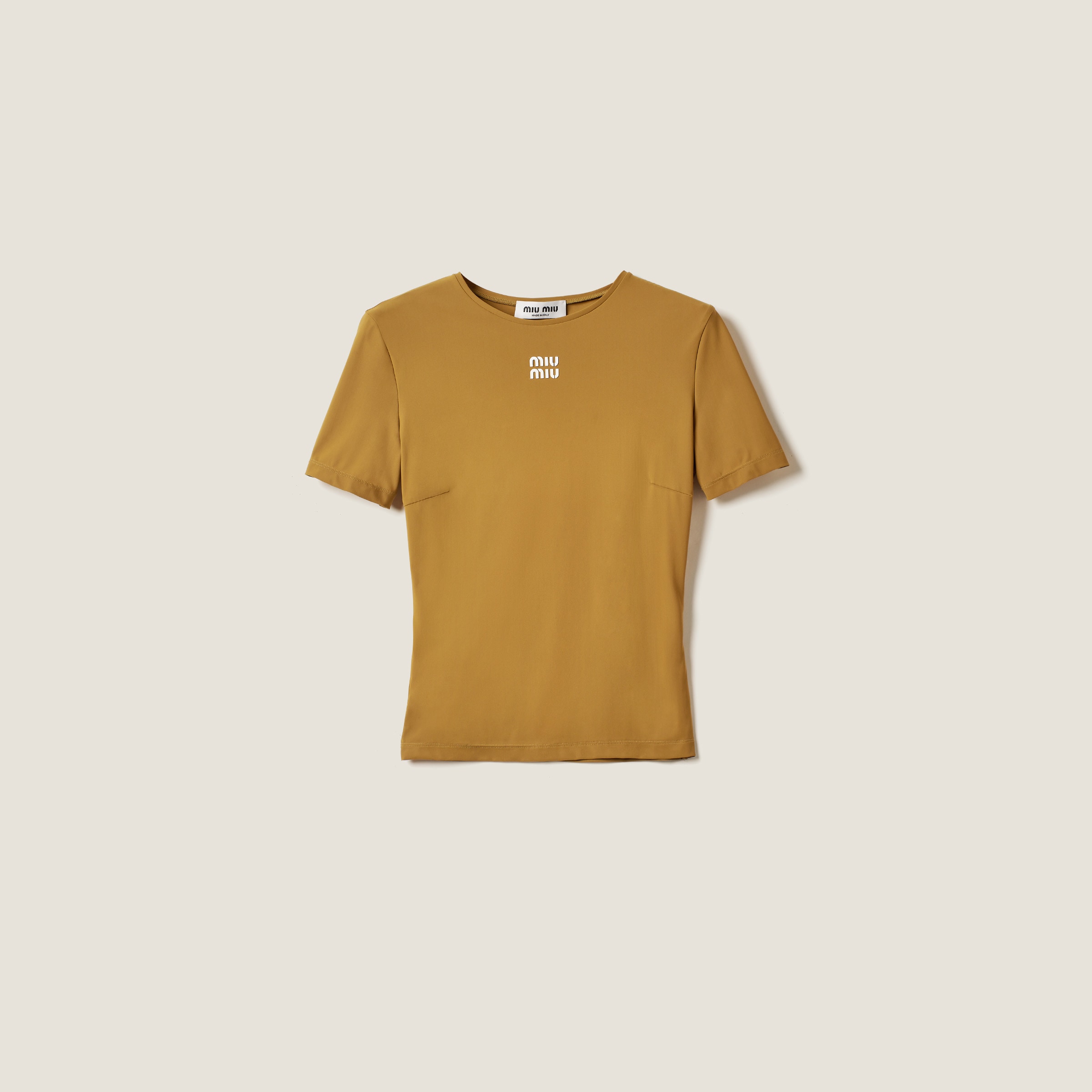 Miu Miu Stretch Jersey Top In Olive Green