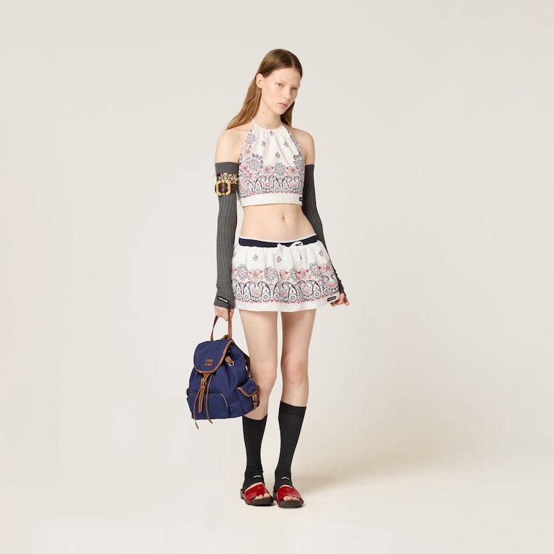 Printed poplin halter top