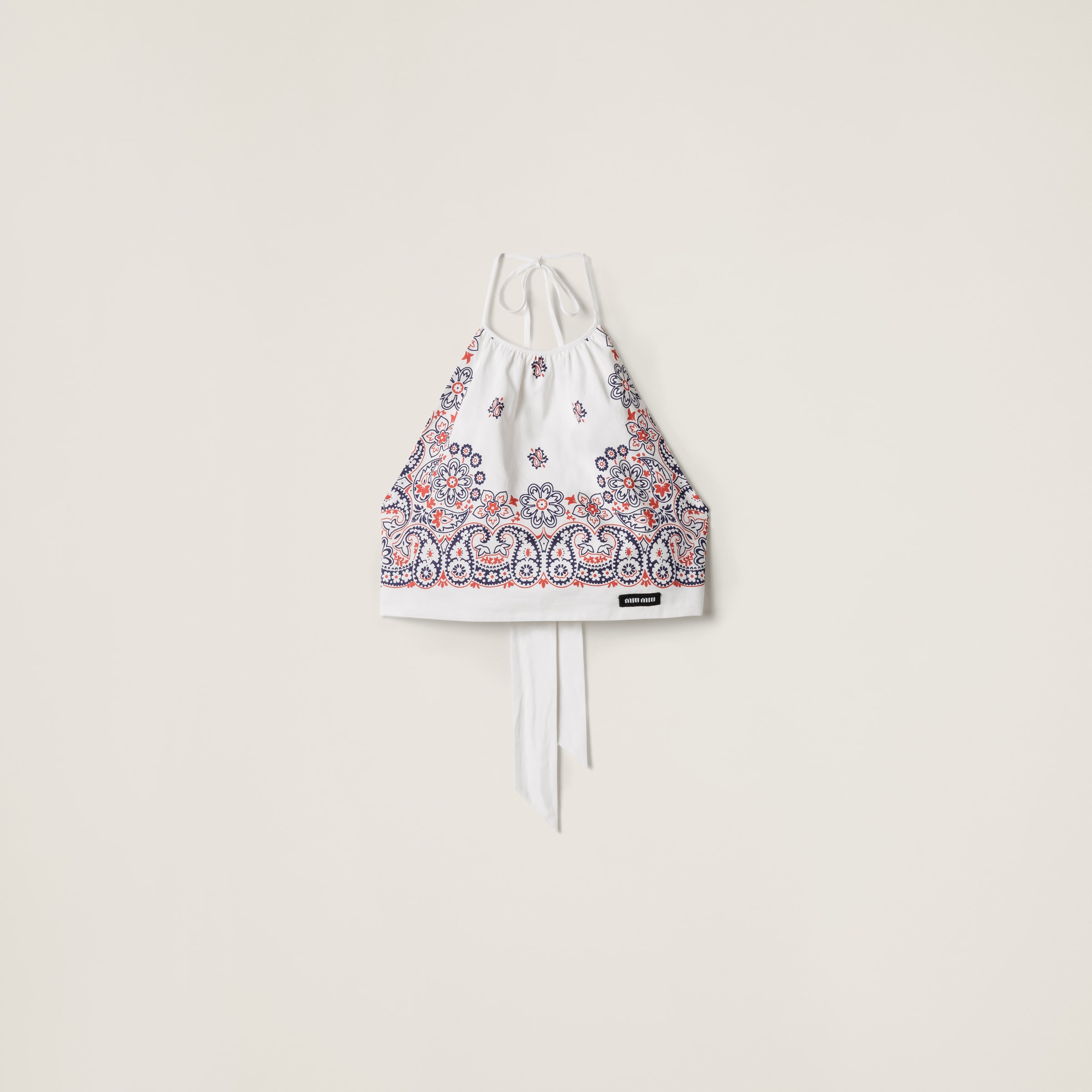 Miu Miu Printed Poplin Halter Top