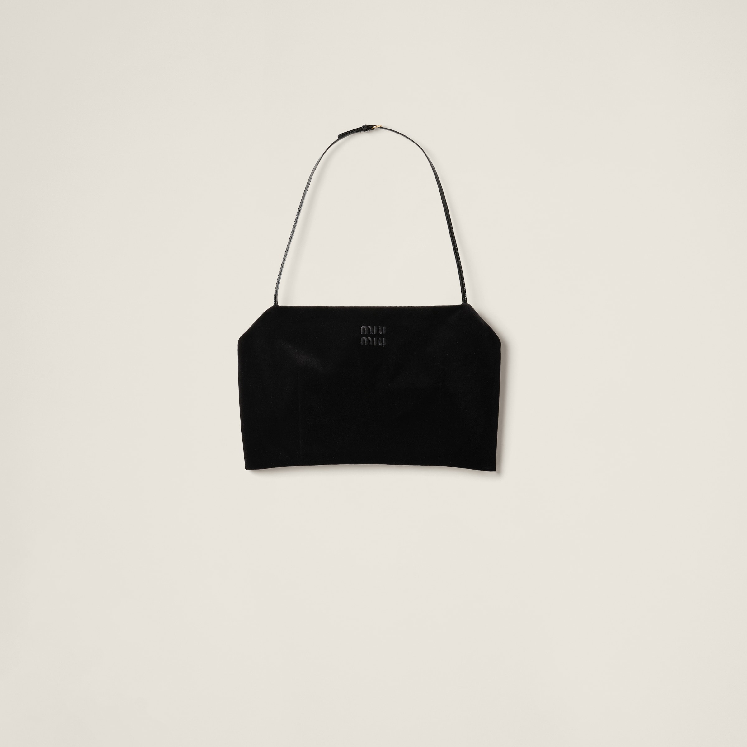 Miu Miu Stretch Velvet Top In Black