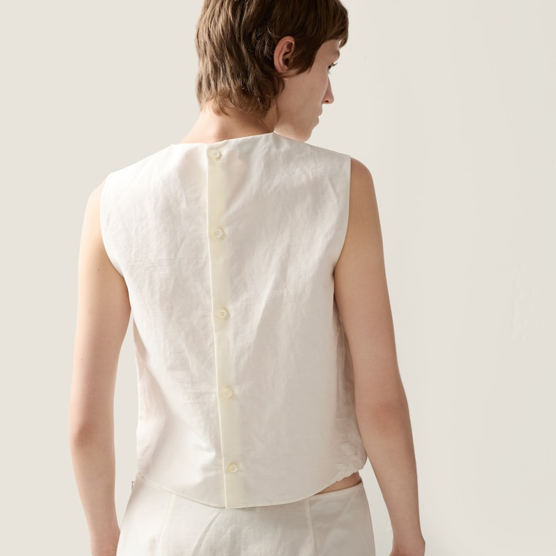 เสื้อตัวบนผ้าแคนวาสปักลาย