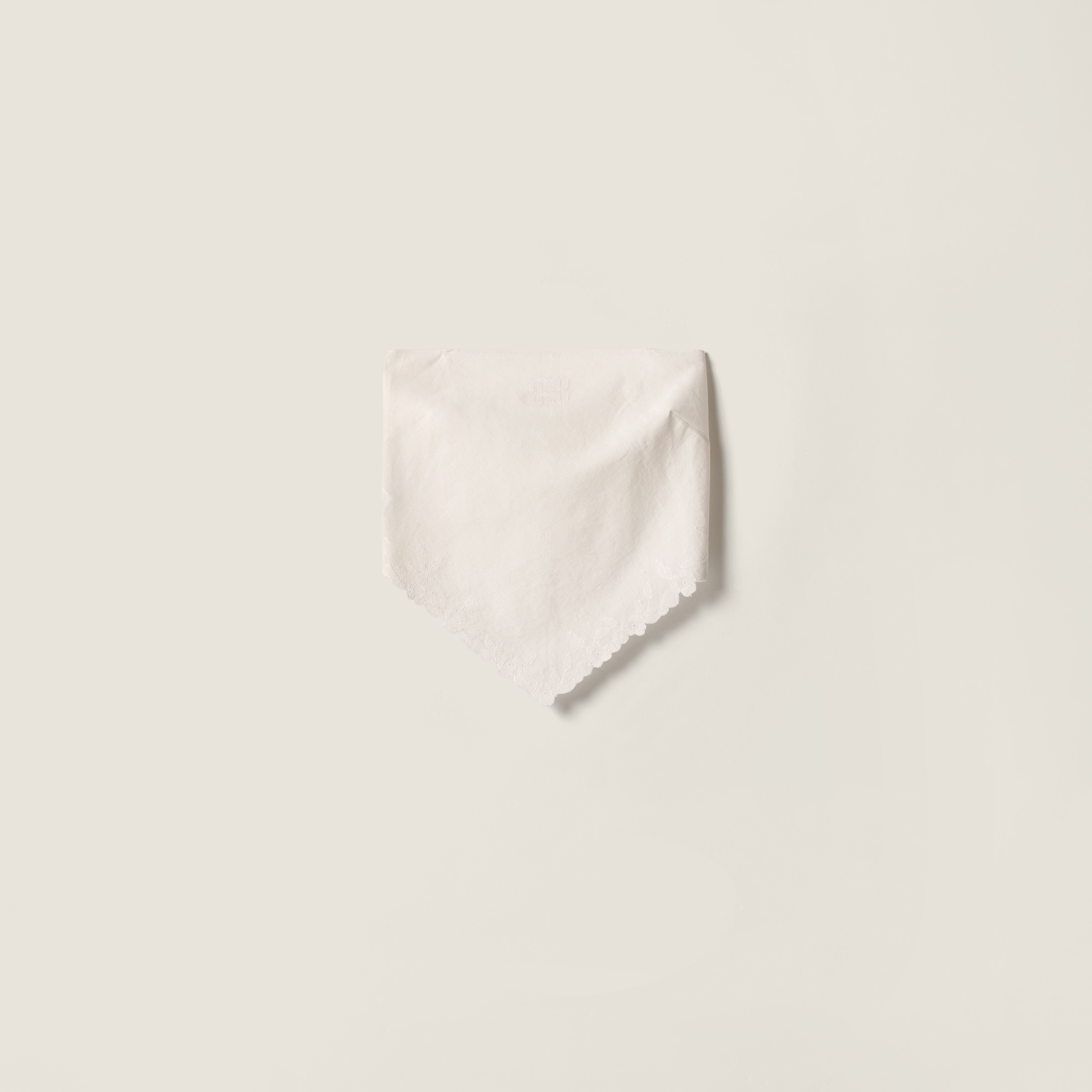 Miu Miu Embroidered Slubbed Canvas Bandana Top In White