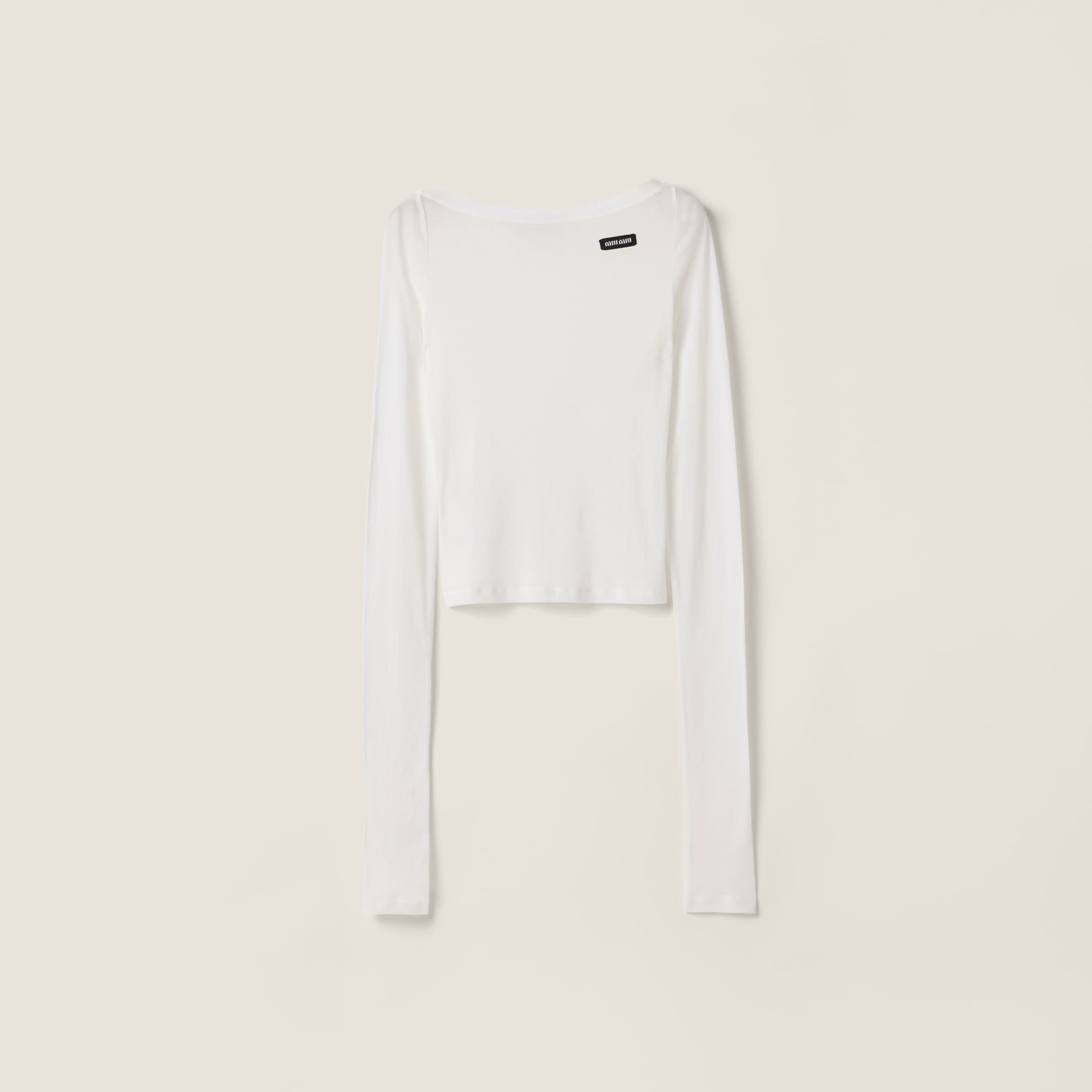 Miu Miu Ribbed Jersey Top In White