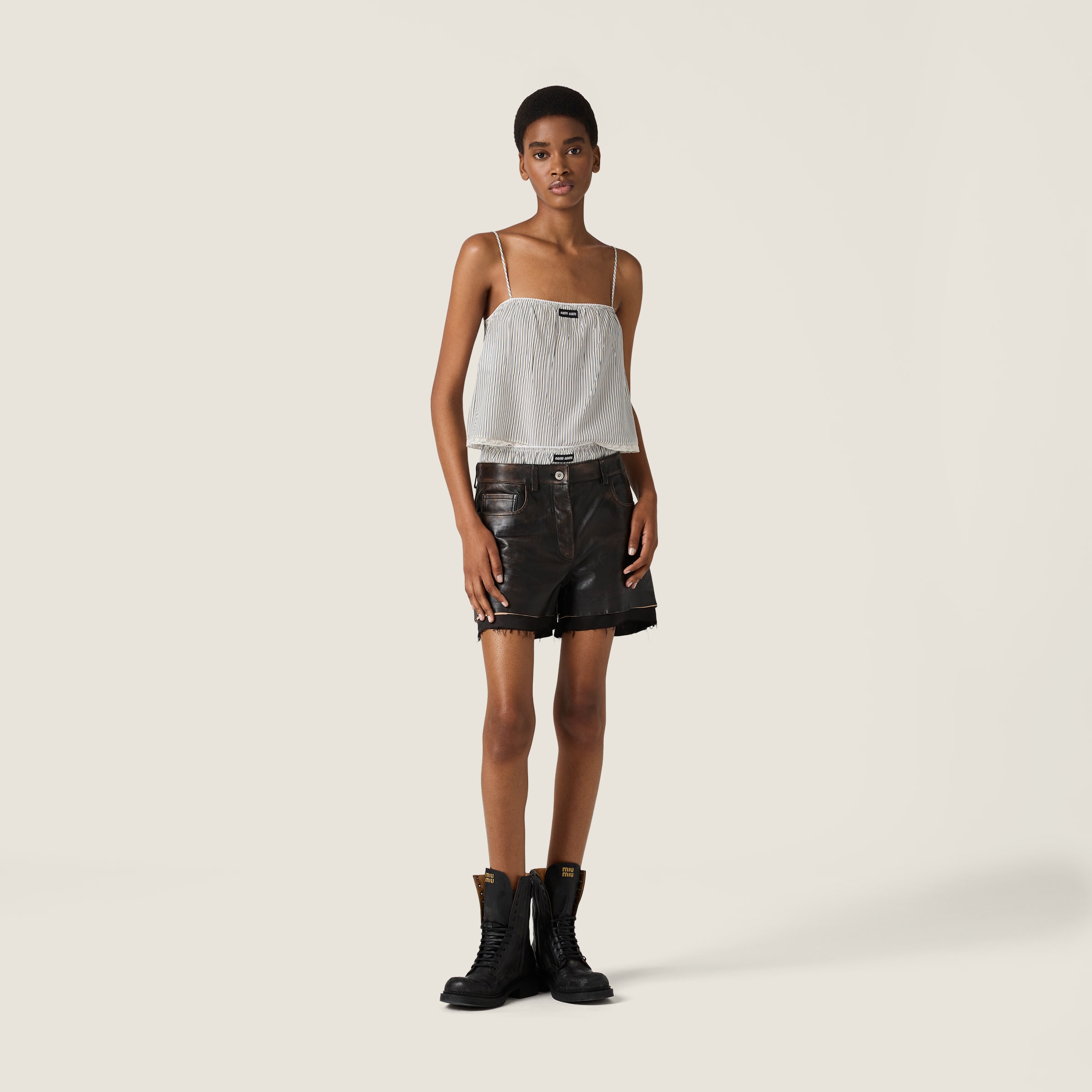 Miu Miu Crêpe De Chine Top In White