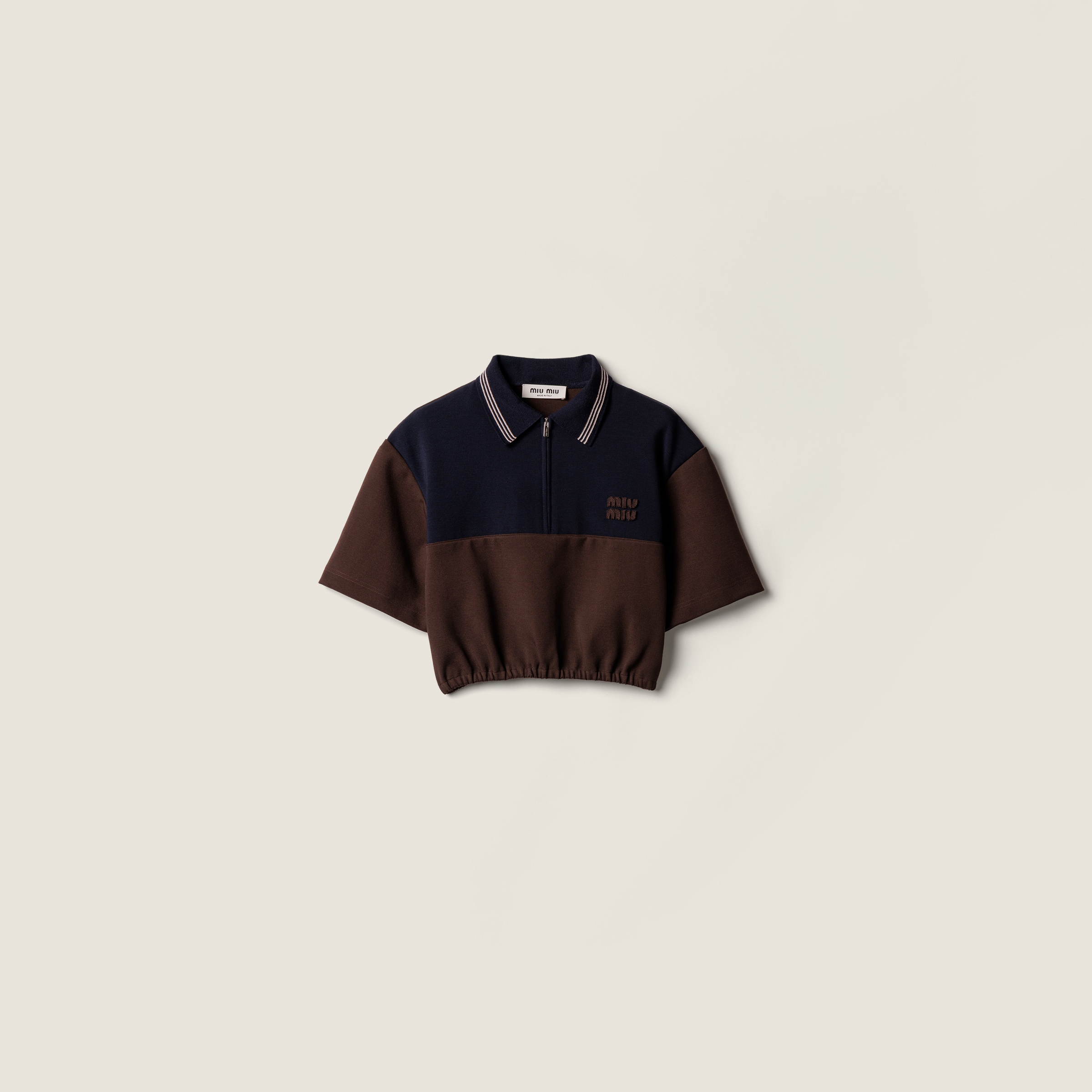 Gray/navy Striped Jersey Top | Miu Miu