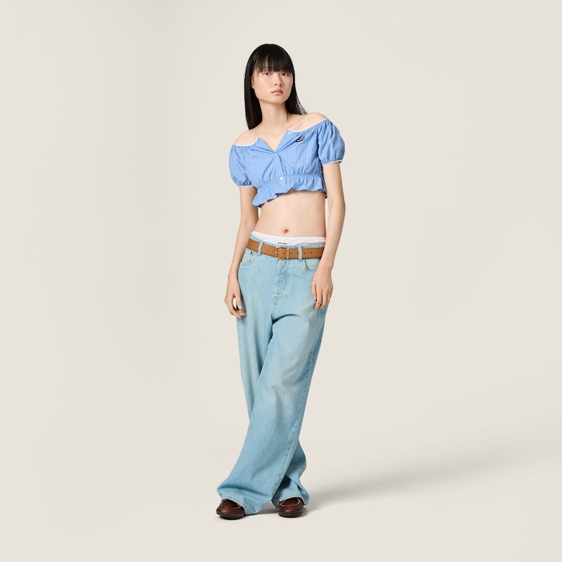 Checked poplin crop top