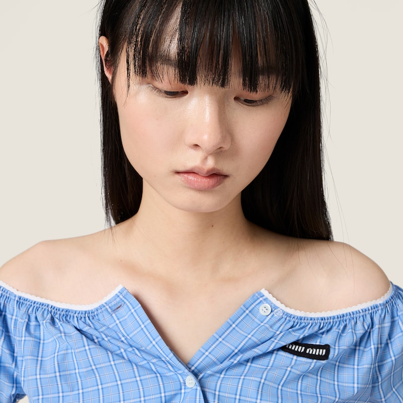 Checked poplin crop top