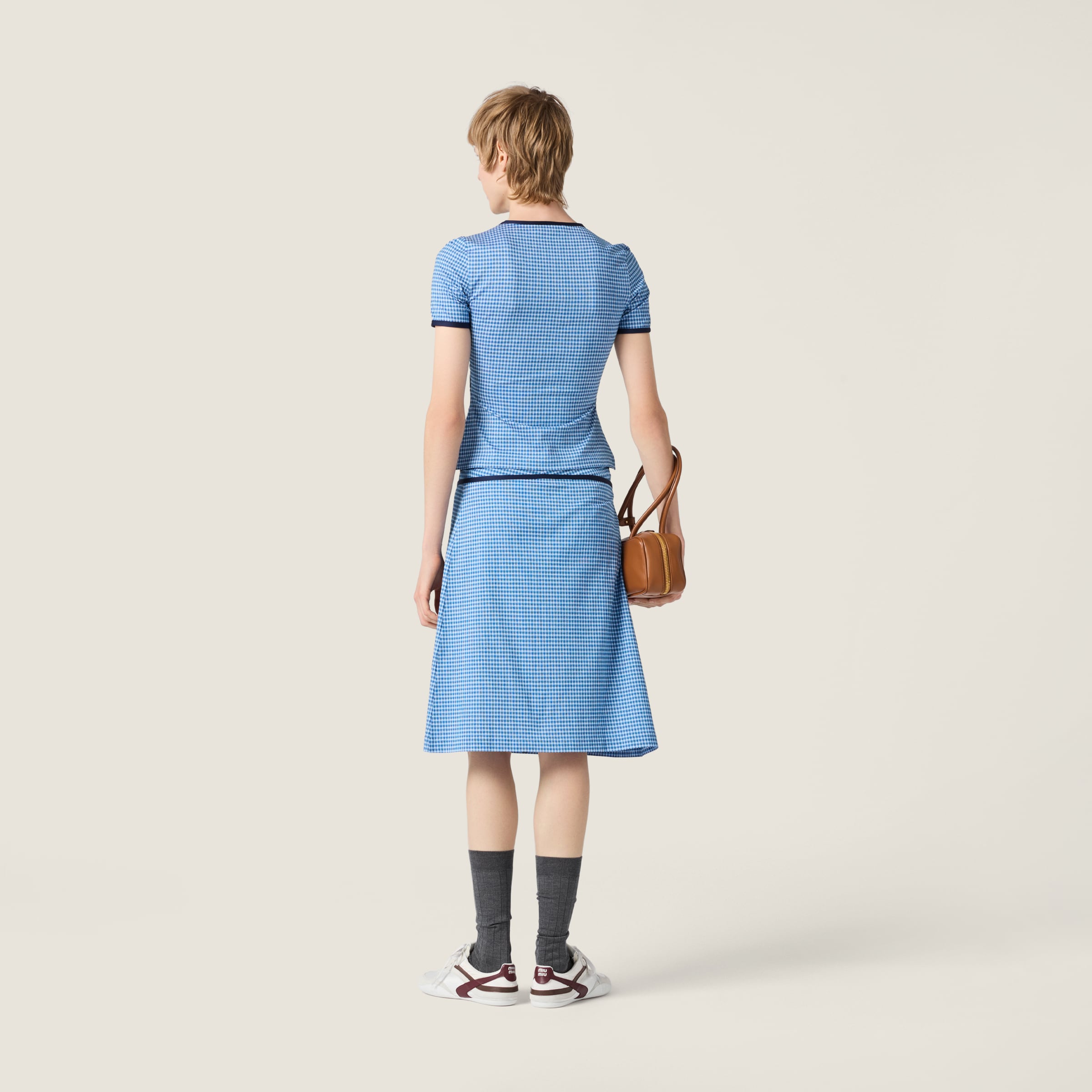 White/light Blue Jacquard Jersey Top | Miu Miu