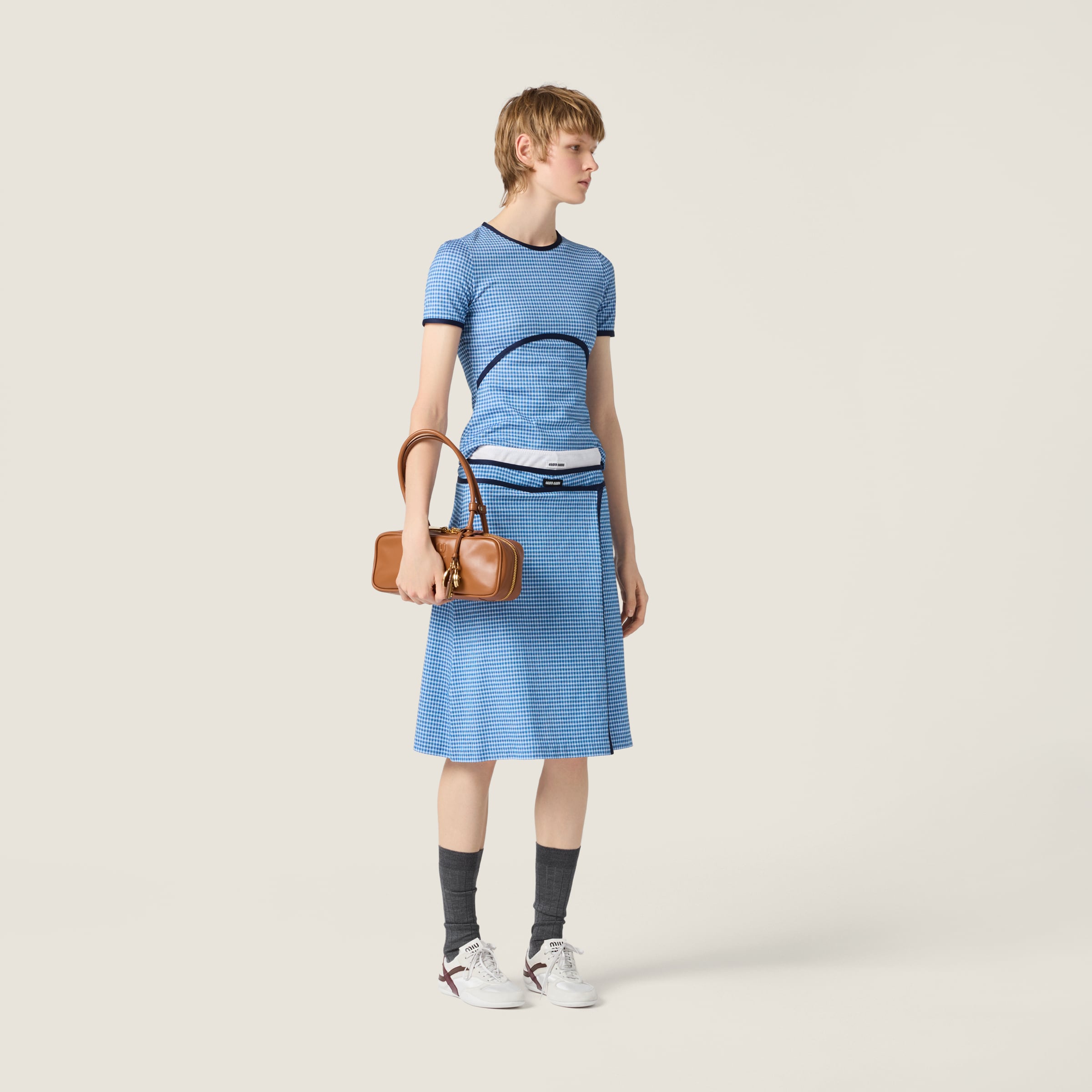 White/light Blue Jacquard Jersey Top | Miu Miu