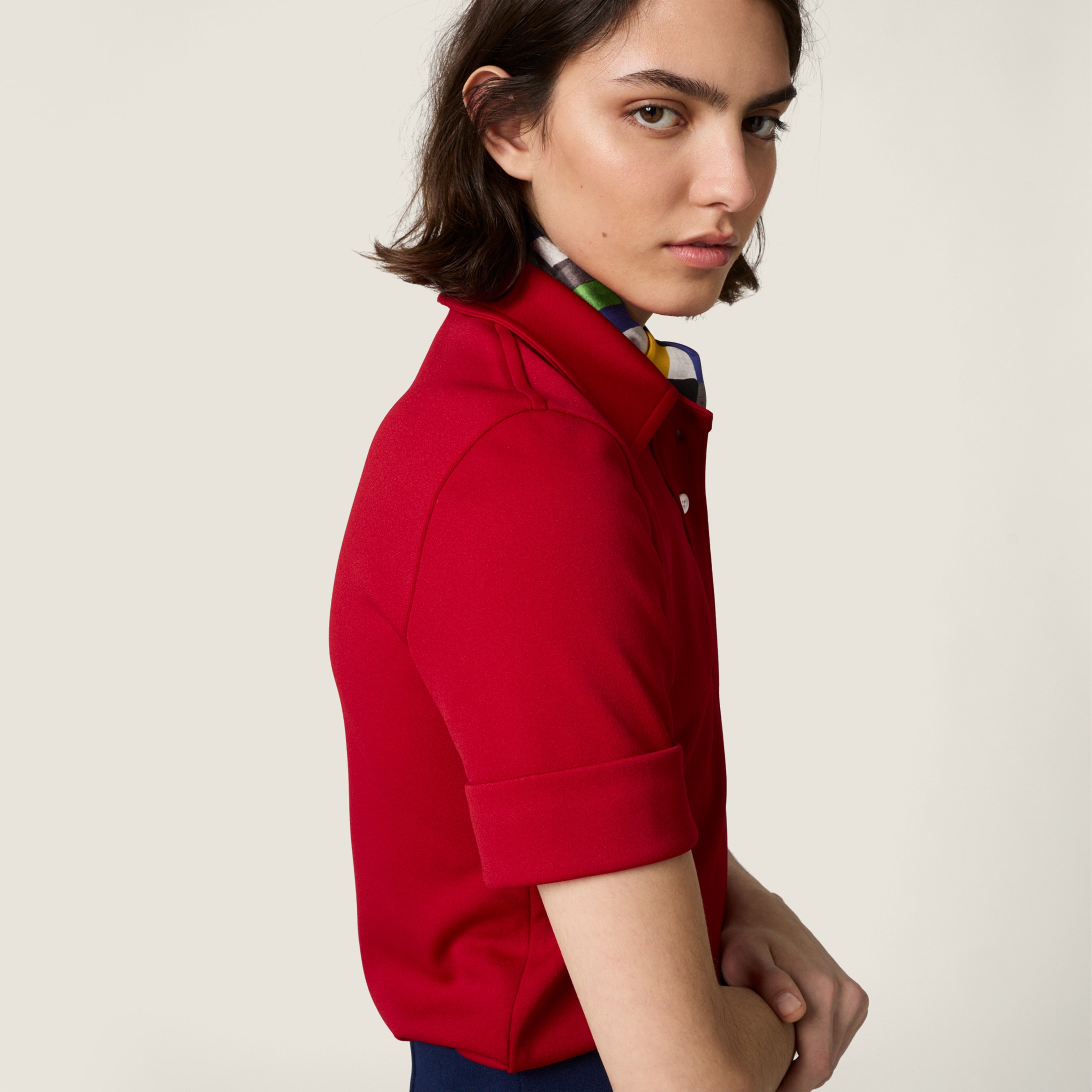 MYUさま　専用ページ Ruby Red Technical Jersey Polo Shirt | Miu Miu