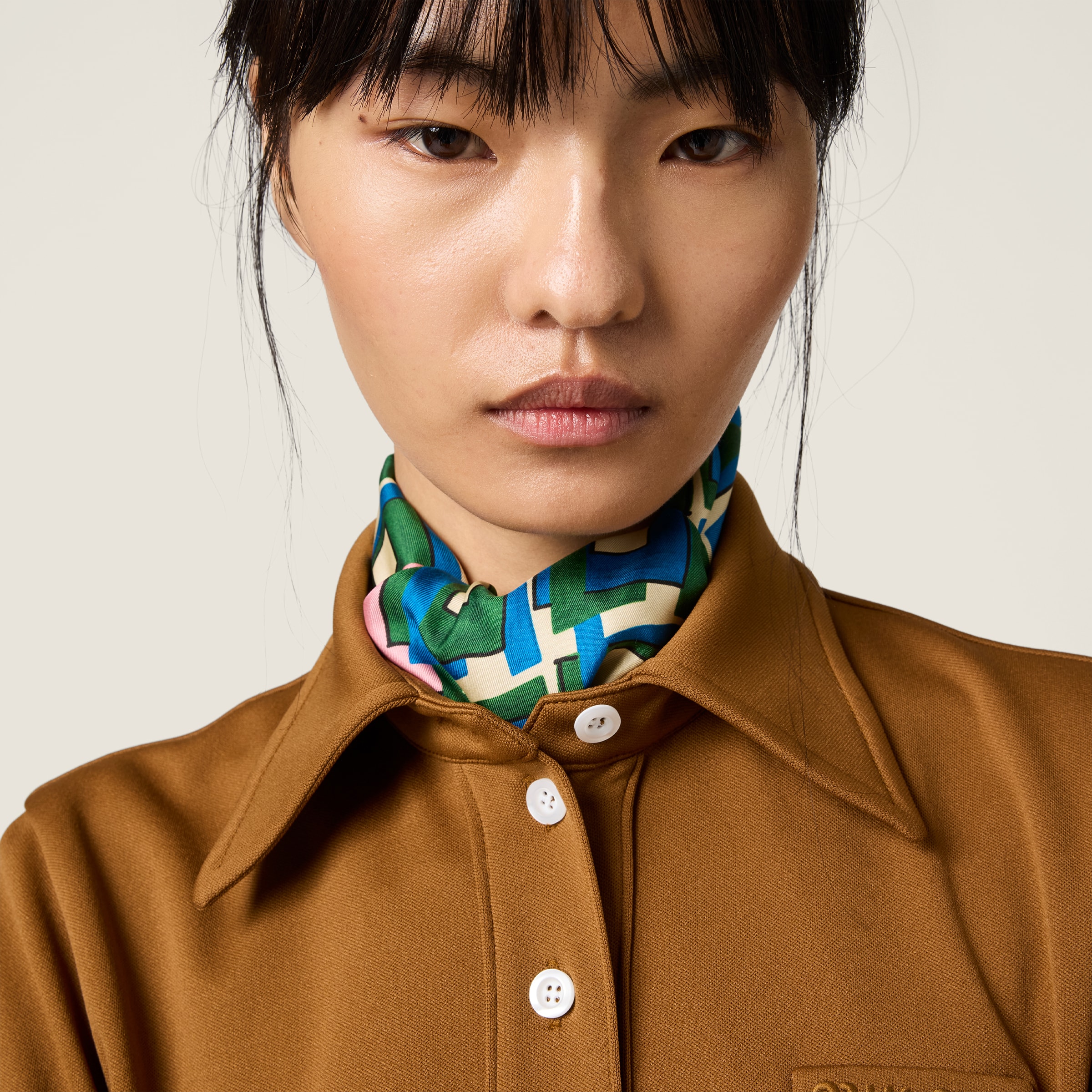 Cinnamon Technical Jersey Polo Shirt | Miu Miu
