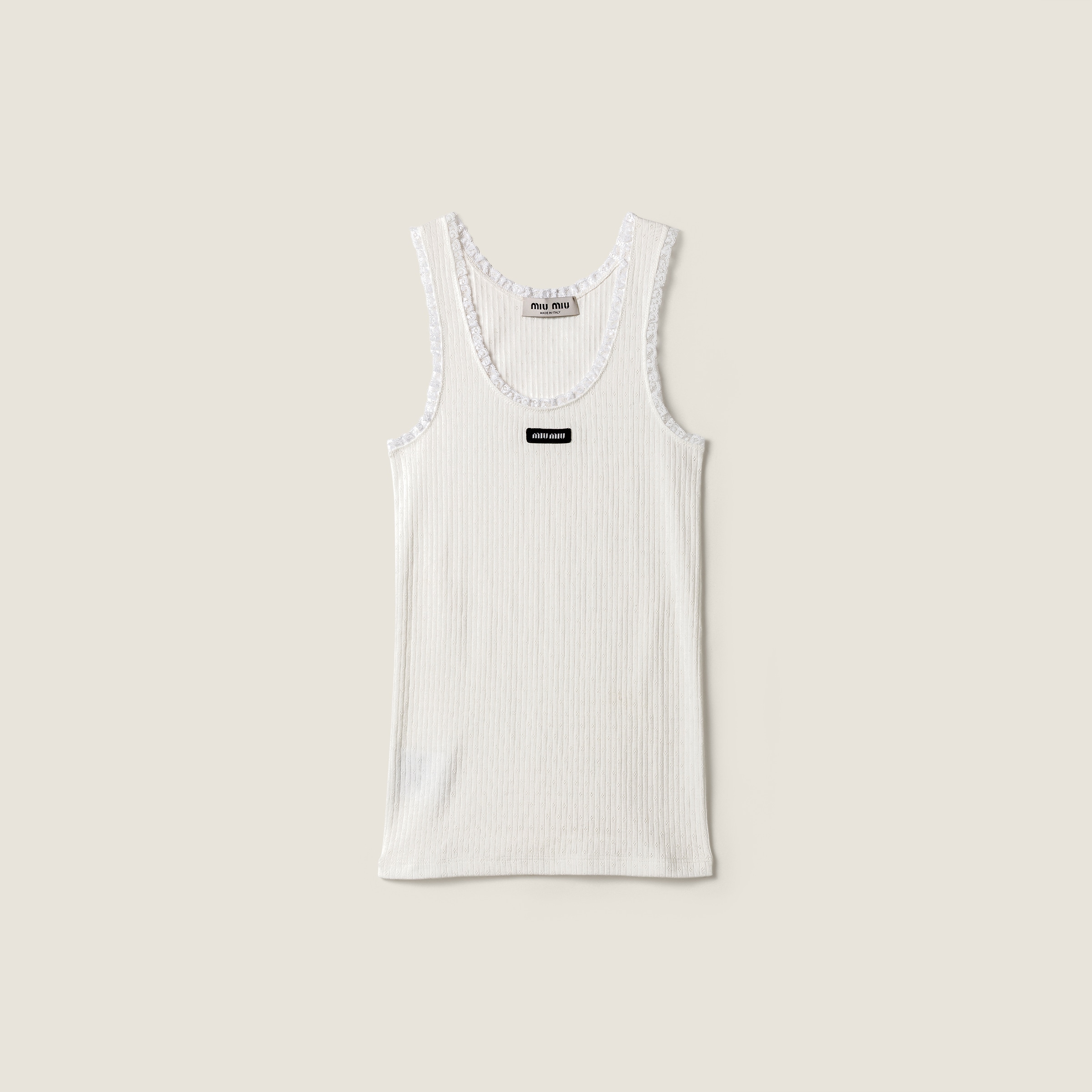 White Cotton Top | Miu Miu - United States