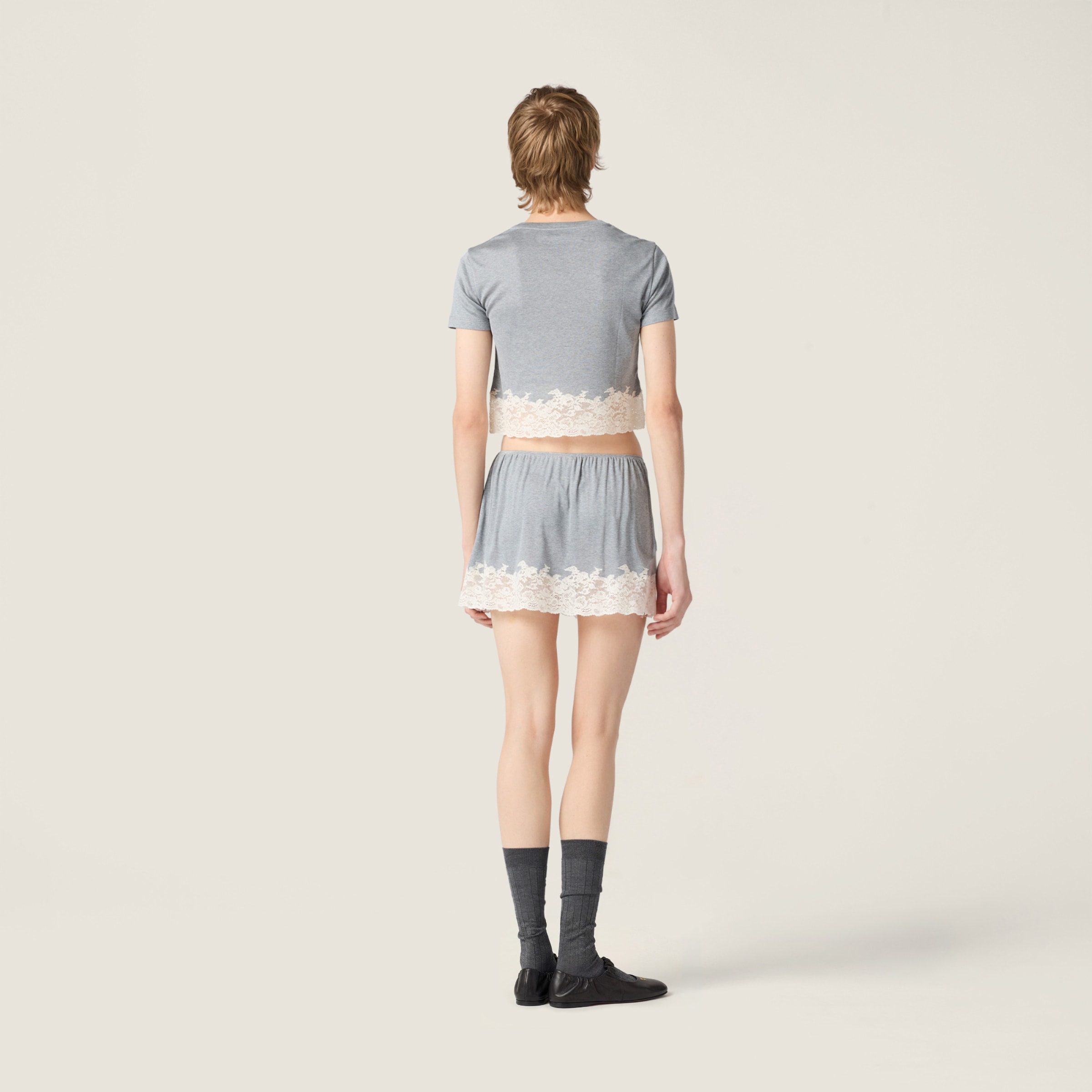 Grey Silk Jersey Top | Miu Miu - United States