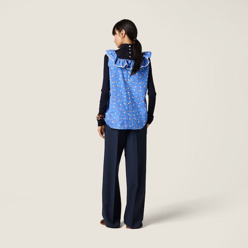 Popeline- und Wollstrick-Oberteil