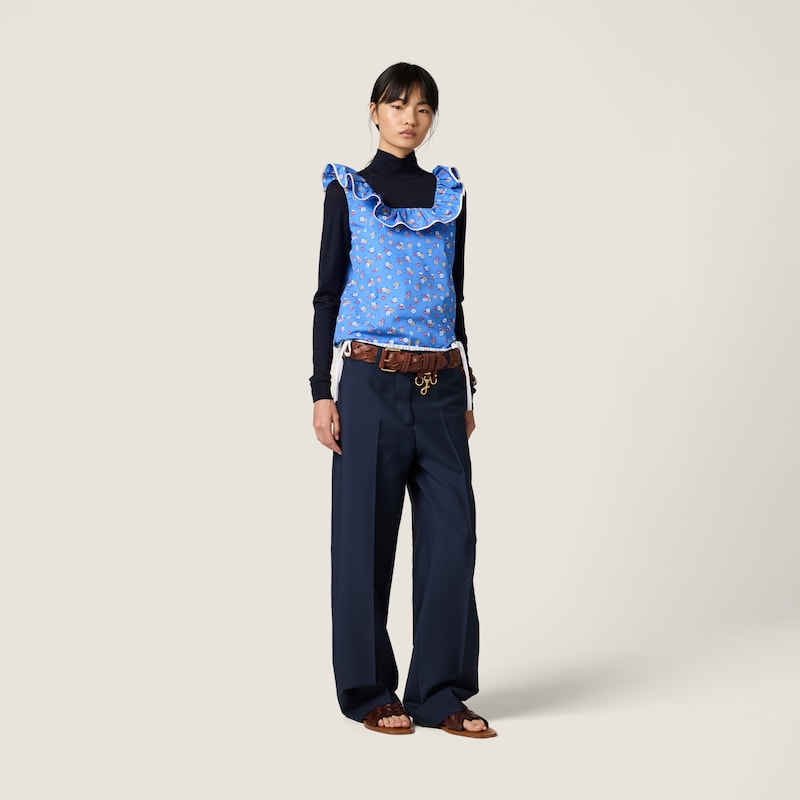 Popeline- und Wollstrick-Oberteil