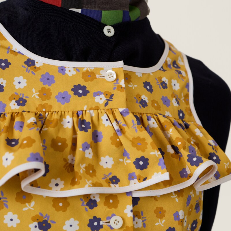 Poplin and wool knit top