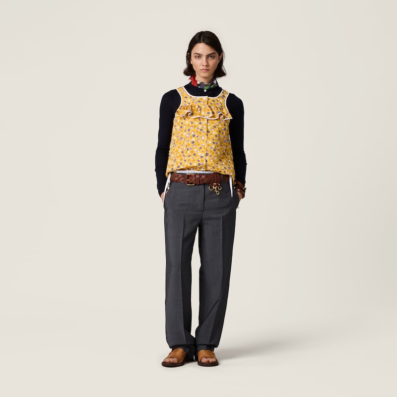 Poplin and wool knit top