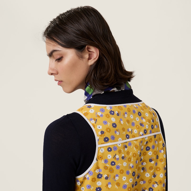 Poplin and wool knit top