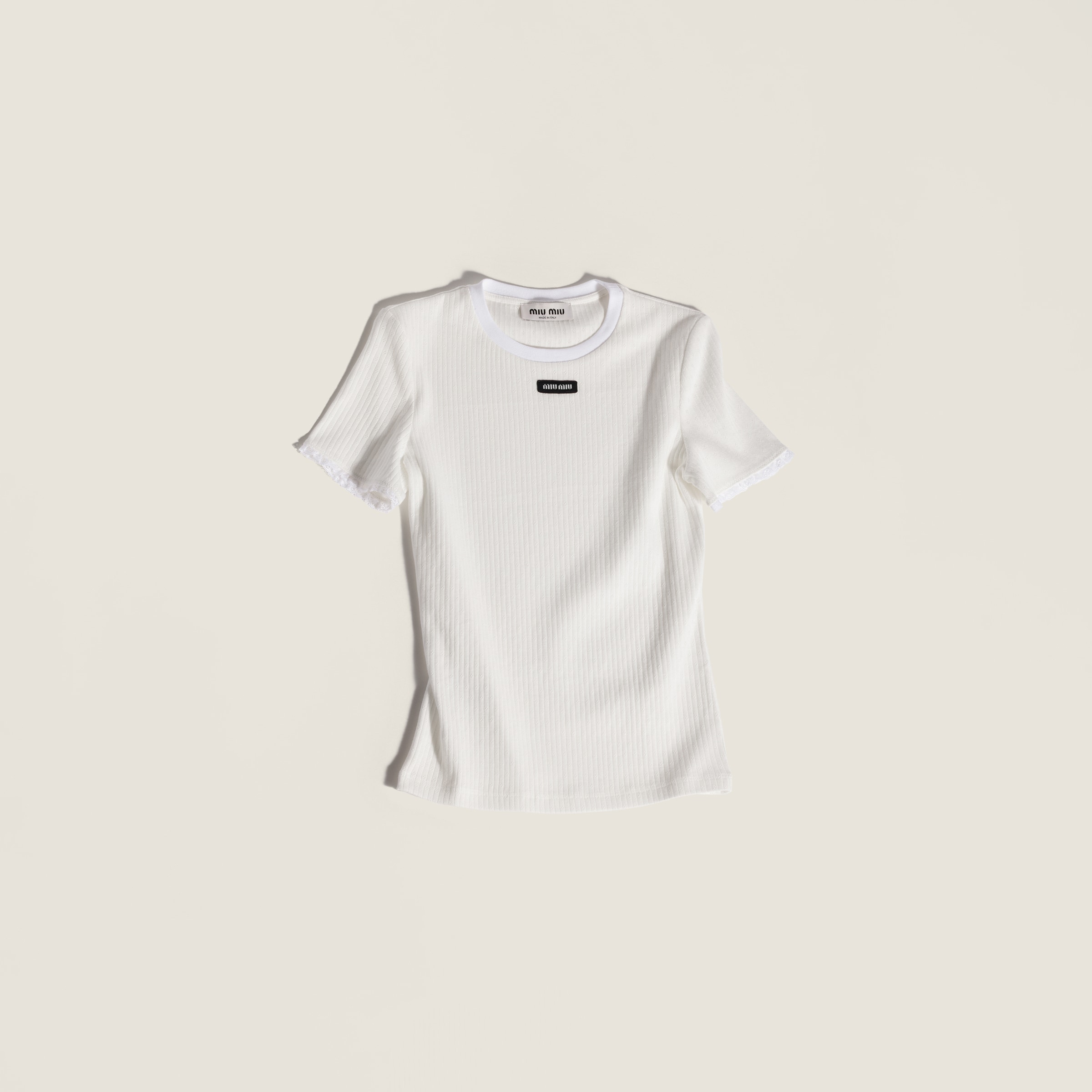 ホワイト コットン Tシャツ | Miu Miu - 日本