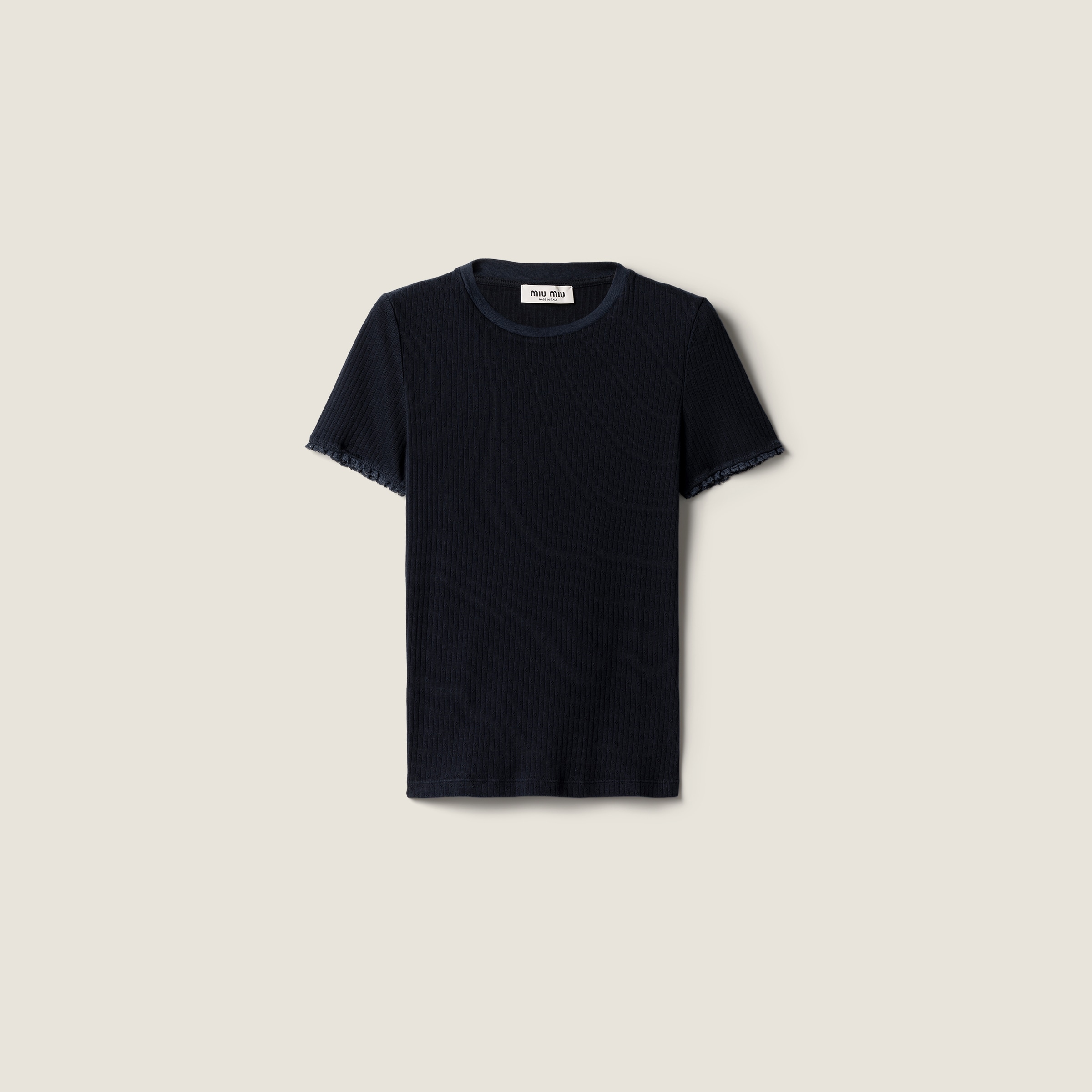 Pointelle cotton T-shirt by Miu Miu