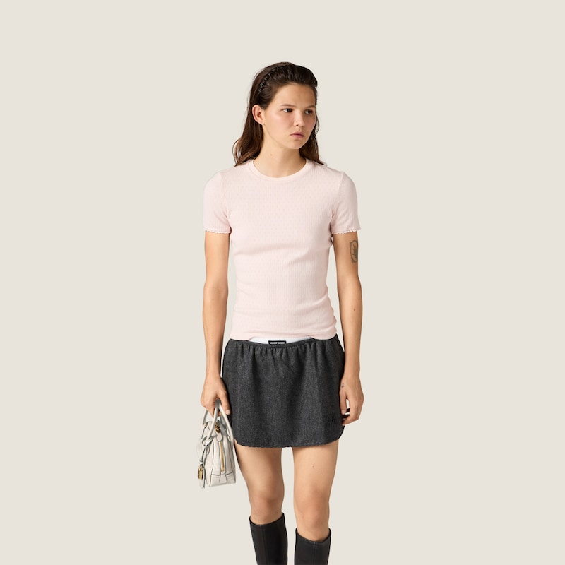 Pointelle cotton T-shirt