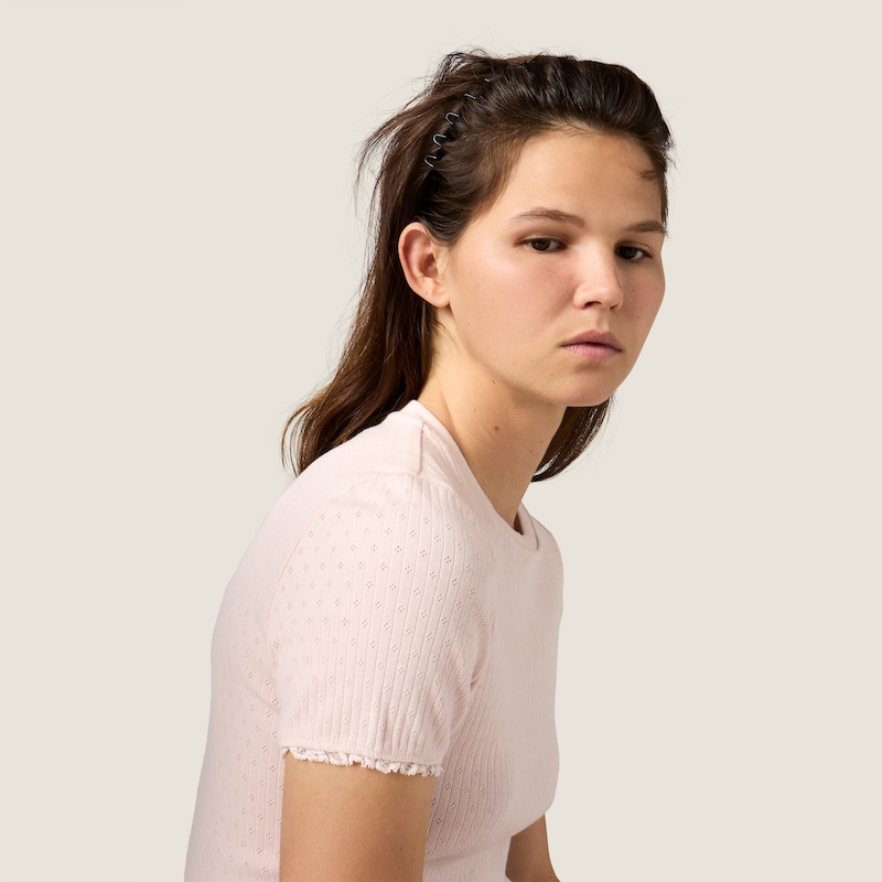 Pointelle cotton T-shirt