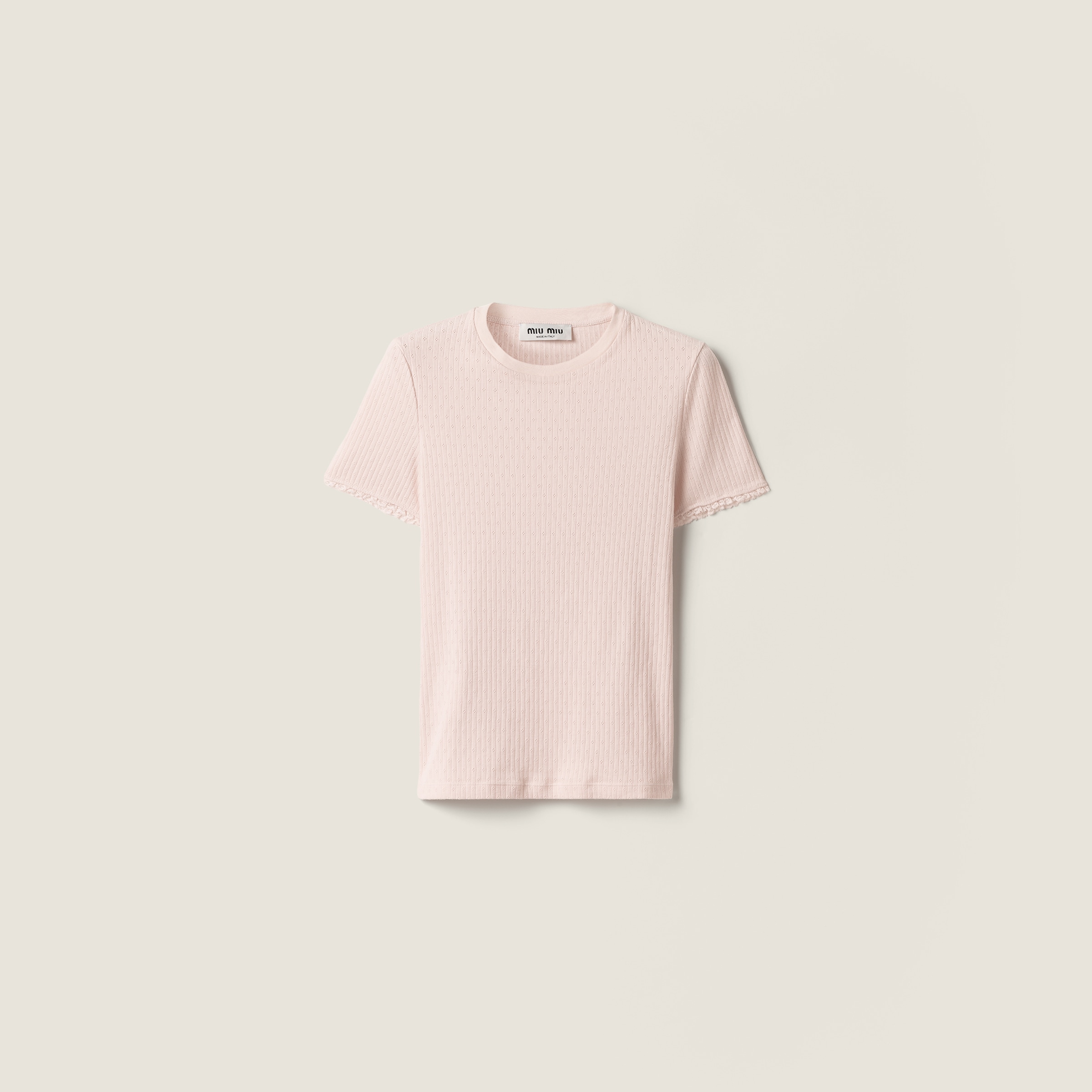Pointelle cotton T-shirt by Miu Miu