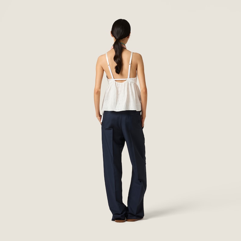 Slubbed eyelet poplin top
