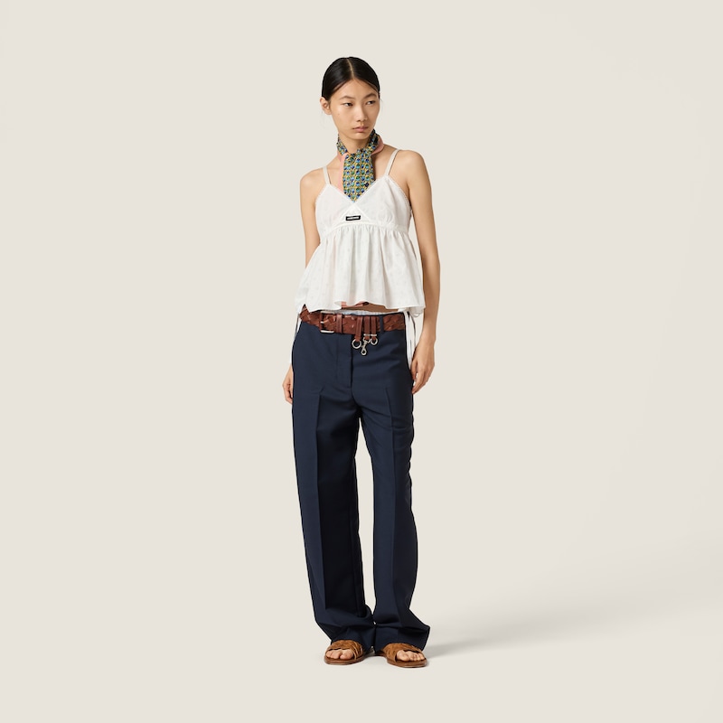 Slubbed eyelet poplin top