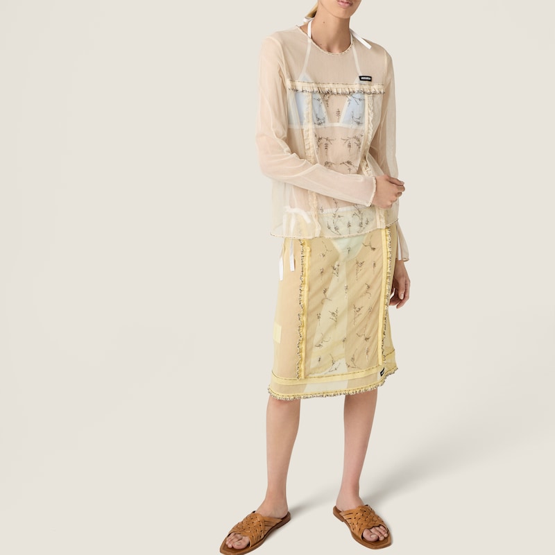Embroidered tulle top