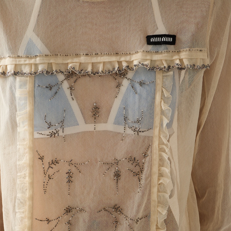 Embroidered tulle top