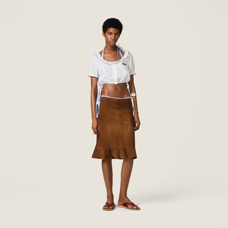 Embroidered poplin crop top