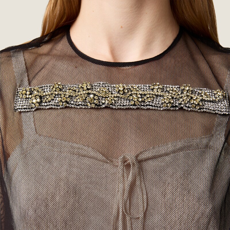 Embellished tulle top