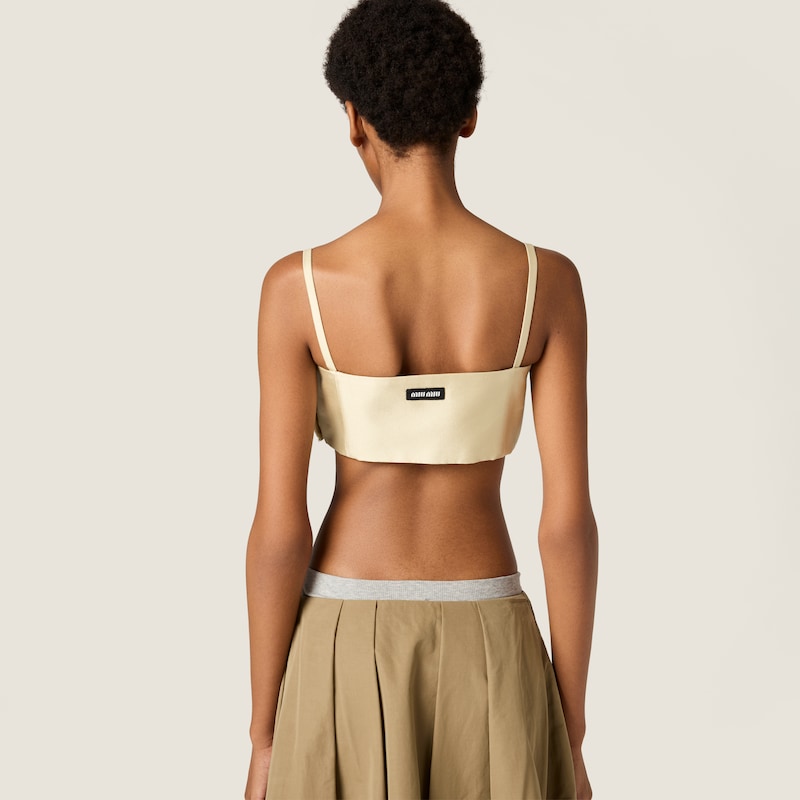 Embroidered silk and wool bandeau top