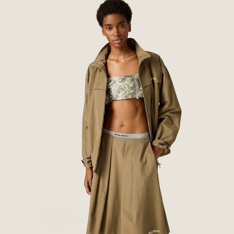 Embroidered silk and wool bandeau top