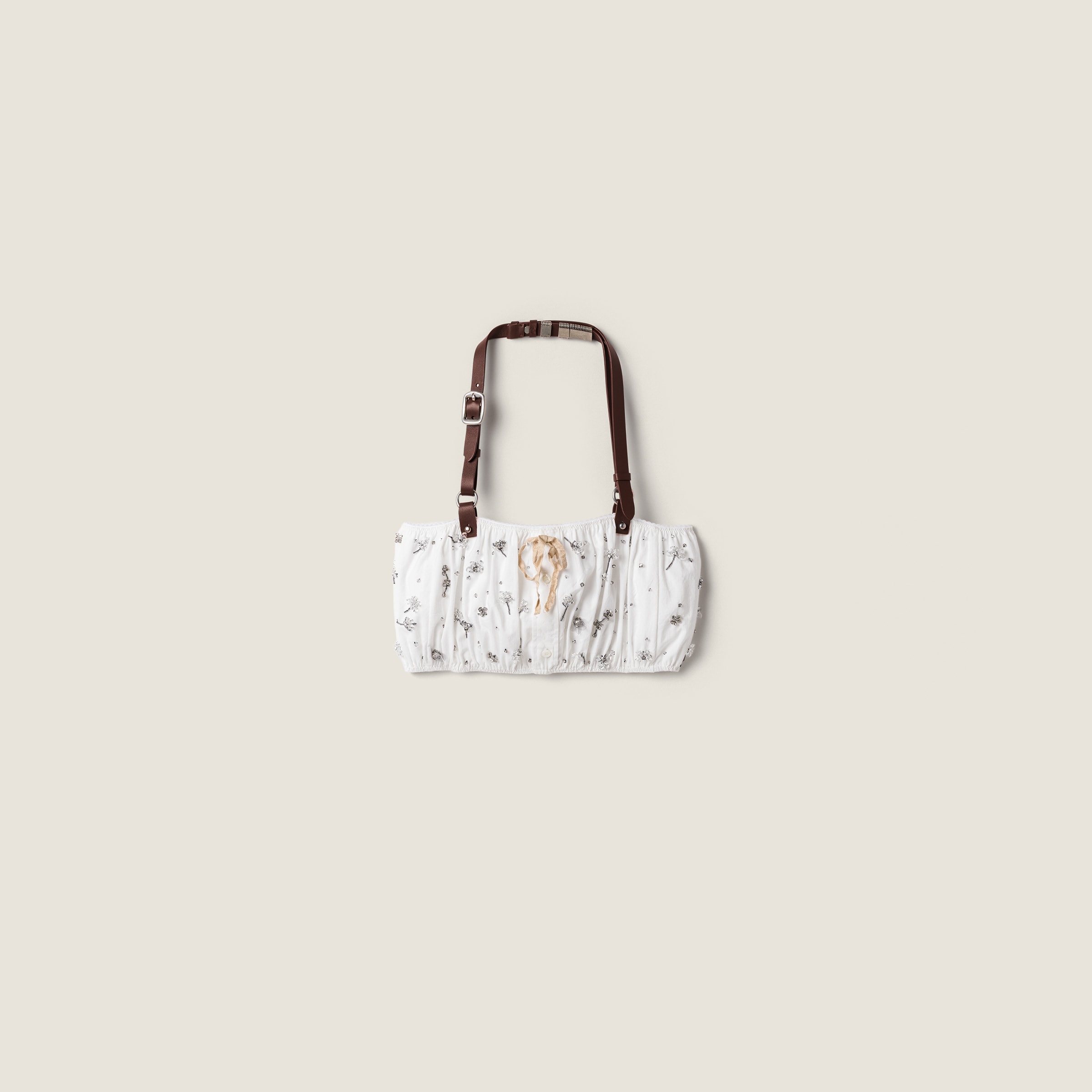 Embroidered poplin and chino bandeau top from Miu Miu - $6,700