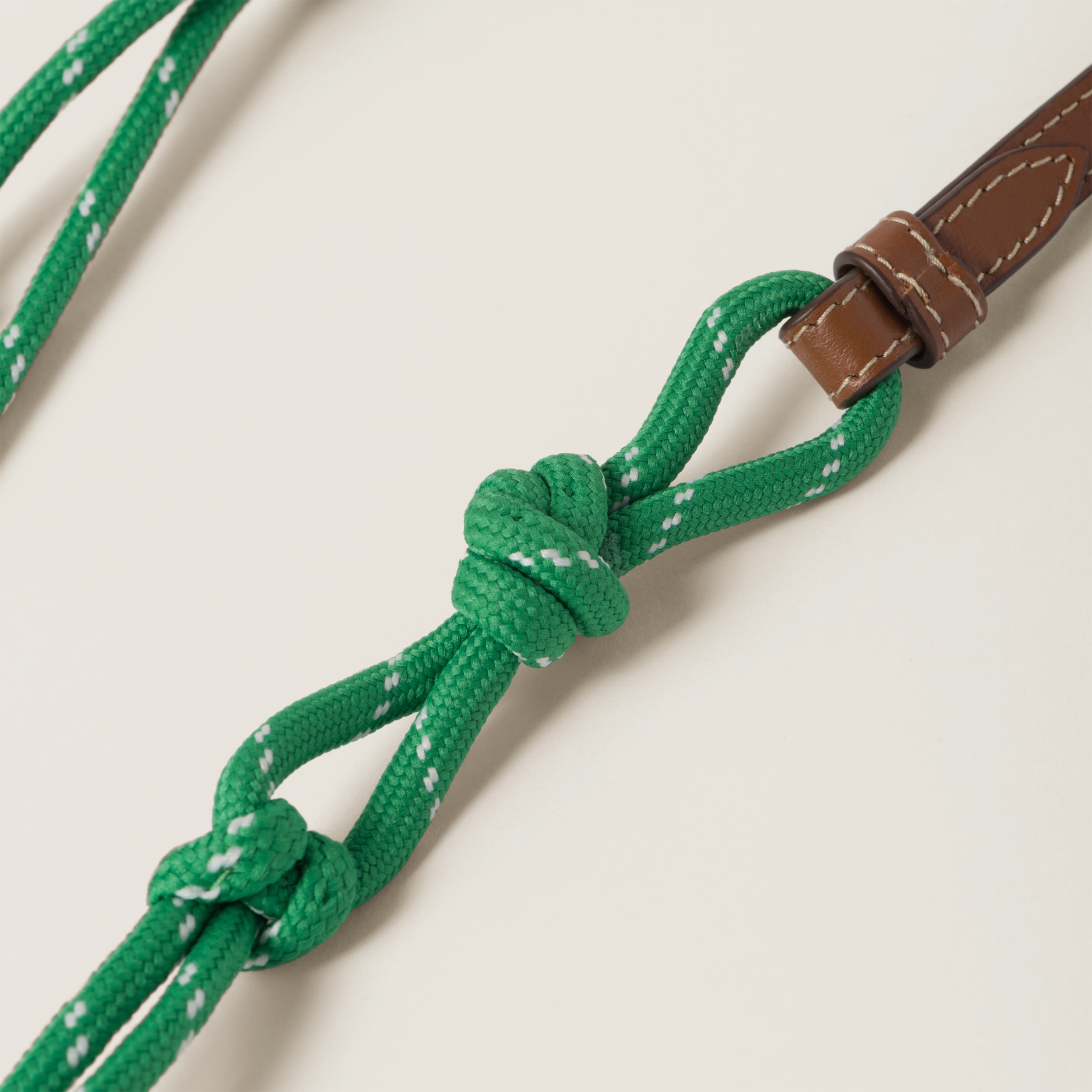 Miu Miu Glasses Cord In Cognac/emerald Green