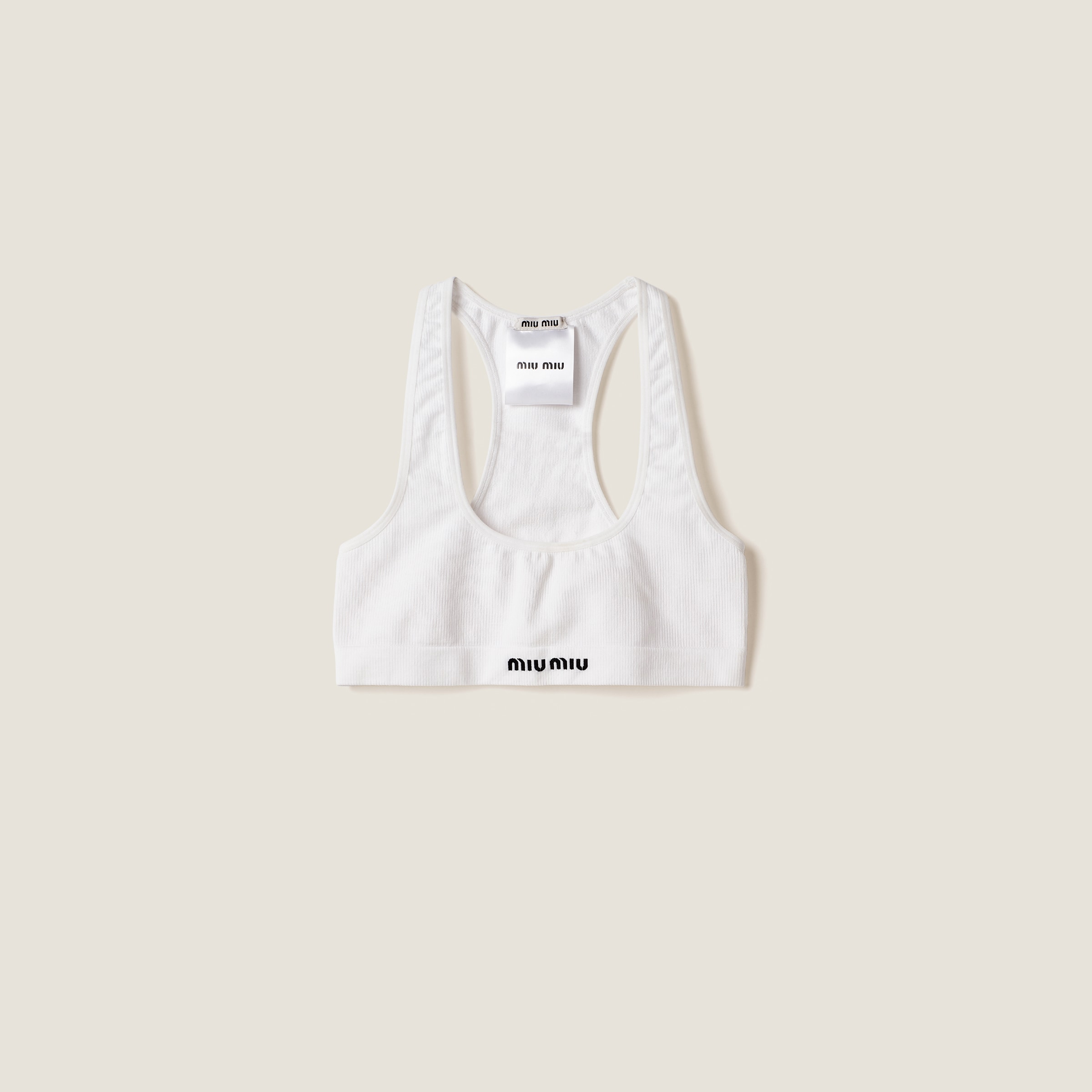 Miumiu Seamless Racerback Top In White