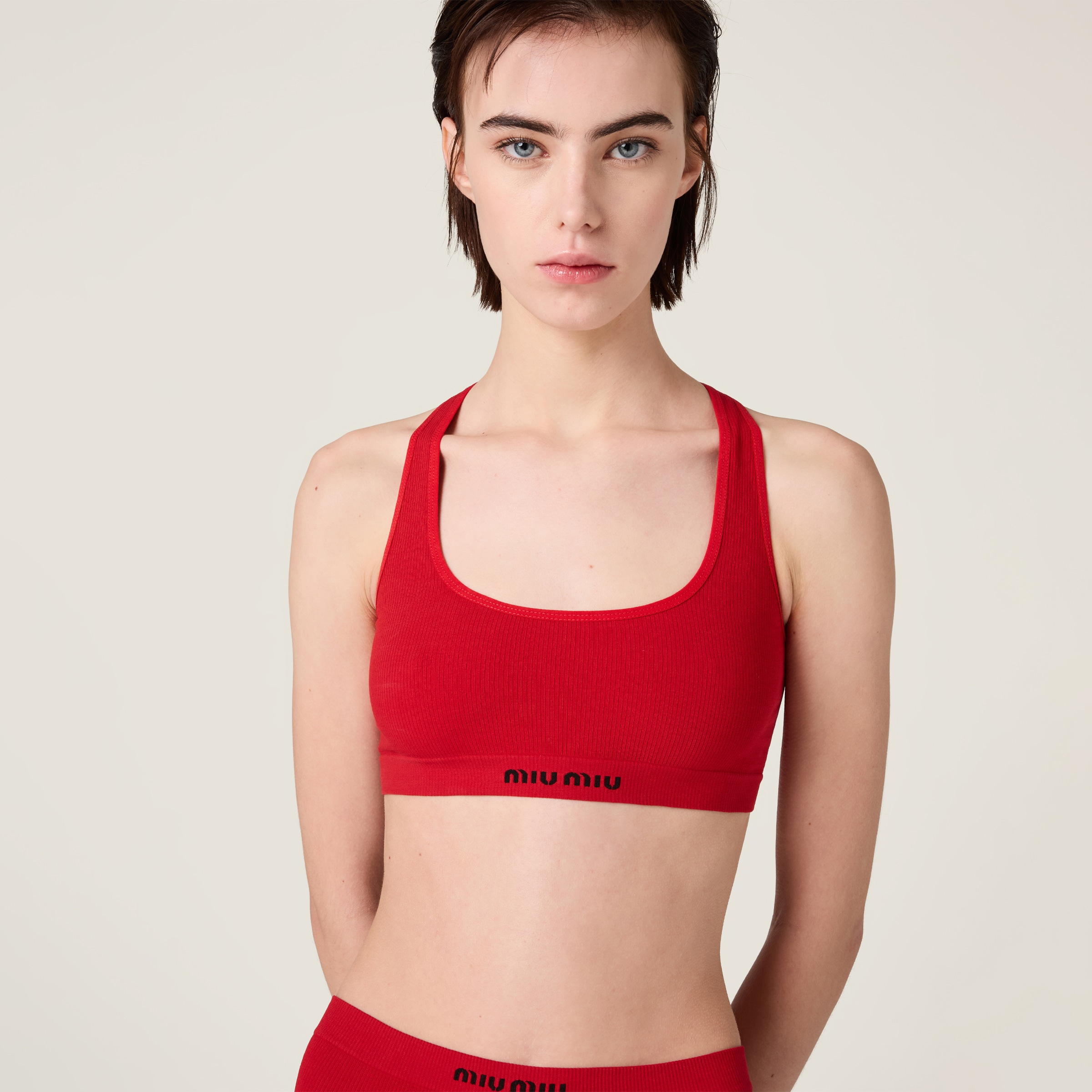Miu Miu Seamless Racerback Top In Red