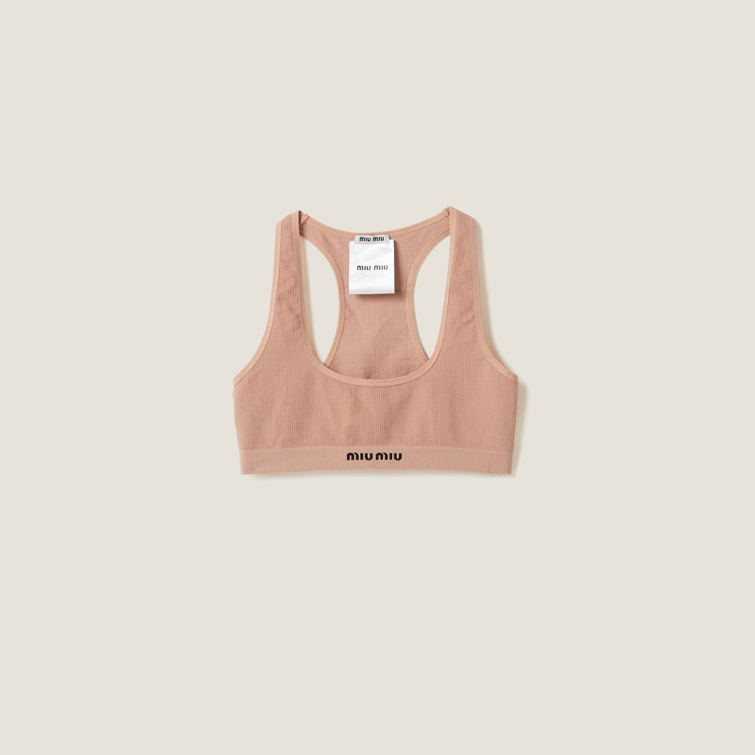 Miumiu Seamless Racerback Top In Nude Beige